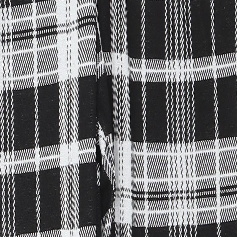 Quiz Womens Black Check Polyester Trousers  Size 8 L26 in Regular