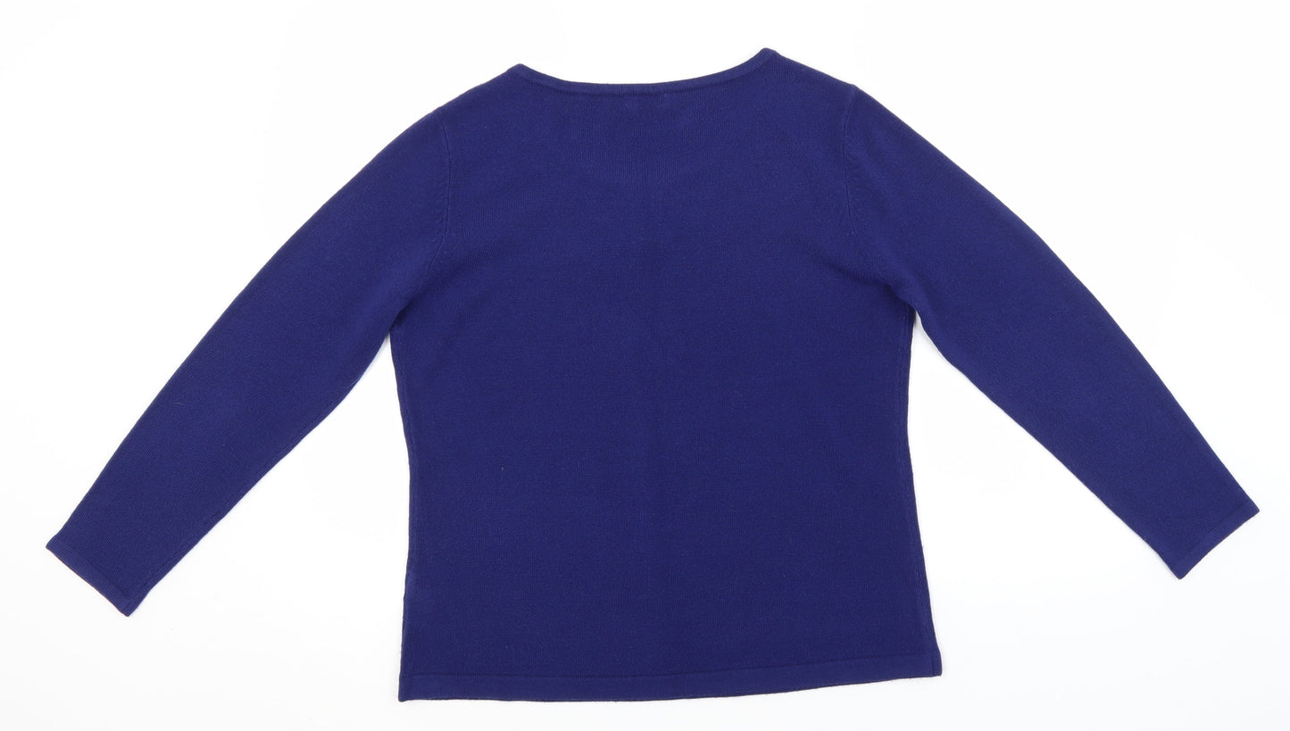 BM Womens Purple Round Neck  Acrylic Pullover Jumper Size M