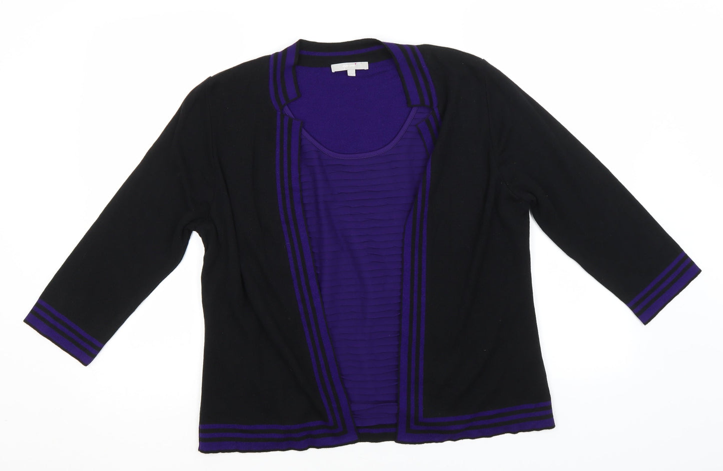 Per Una Womens Black Round Neck  Acrylic Pullover Jumper Size 16