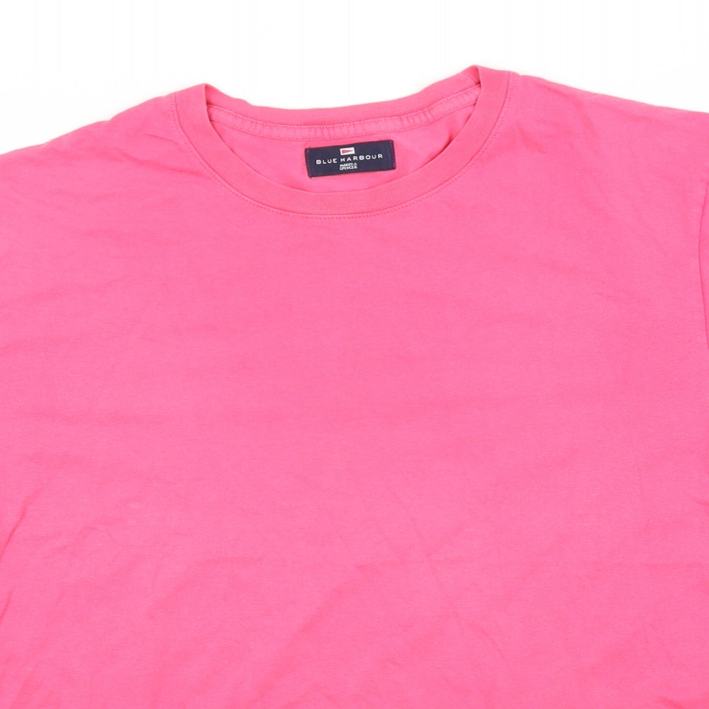 Blue Harbour Womens Pink  Cotton Basic T-Shirt Size L Round Neck