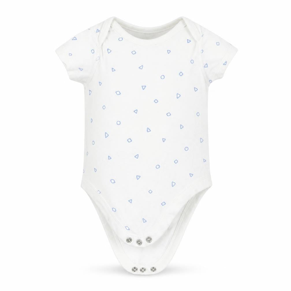 M&S Boys White Geometric Cotton Babygrow One-Piece Size 3-6 Months