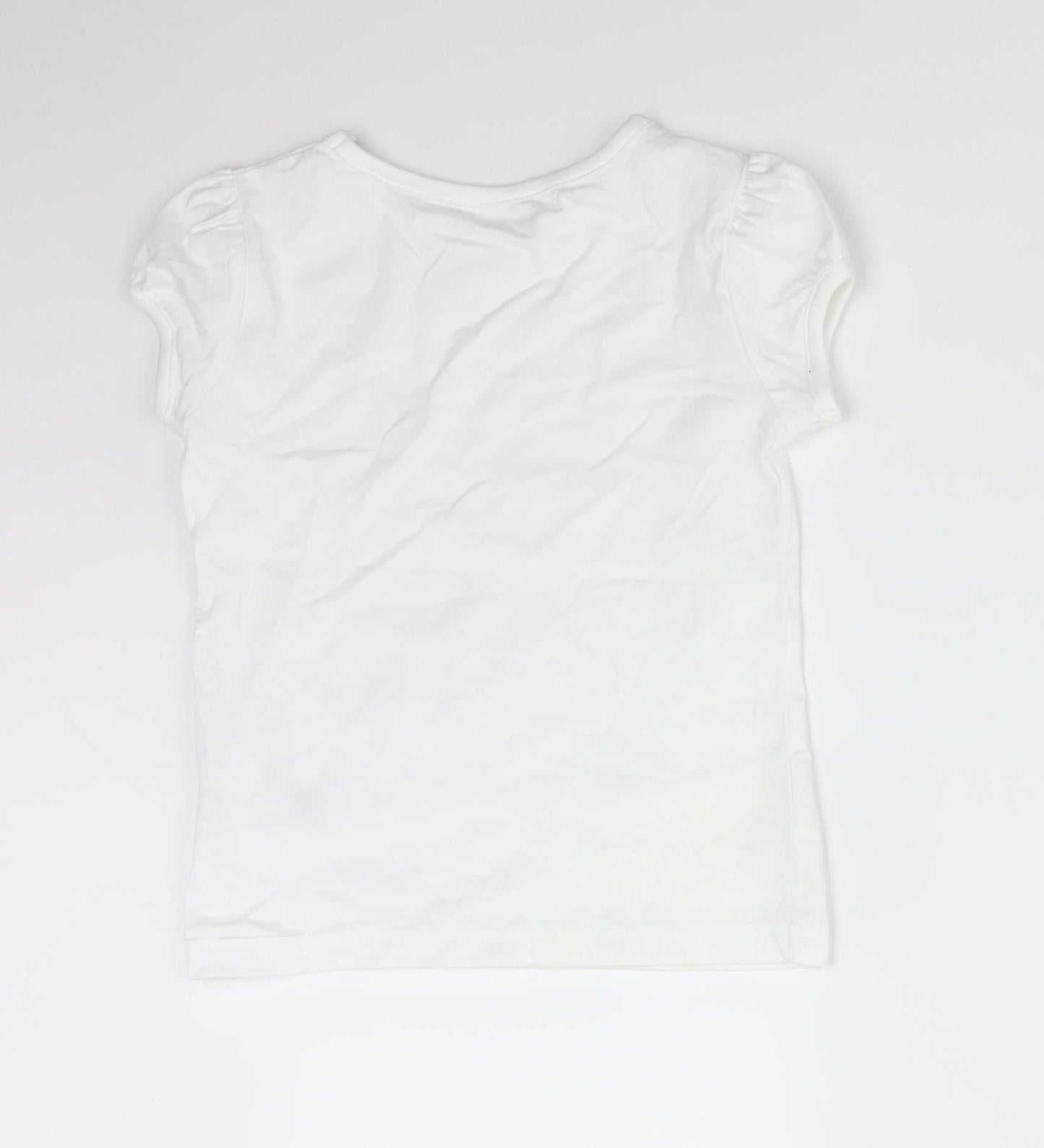 George Girls White  Cotton Basic T-Shirt Size 4-5 Years Round Neck