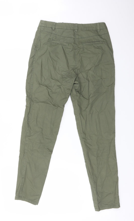 H&M Womens Green  Cotton Chino Trousers Size 4 L28 in Regular