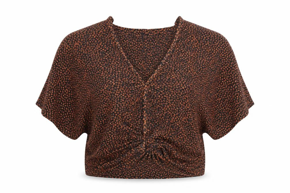 M&S Womens Multicoloured Animal Print Polyester Basic T-Shirt Size 14 V-Neck