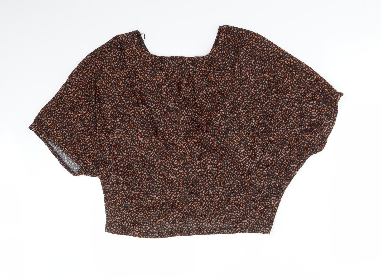 M&S Womens Multicoloured Animal Print Polyester Basic T-Shirt Size 14 V-Neck