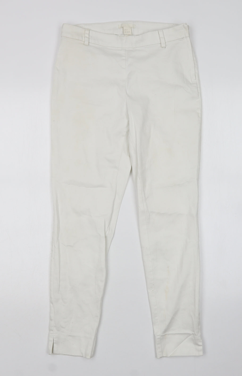 H&M Womens White  Cotton Skinny Jeans Size 8 L26 in Regular