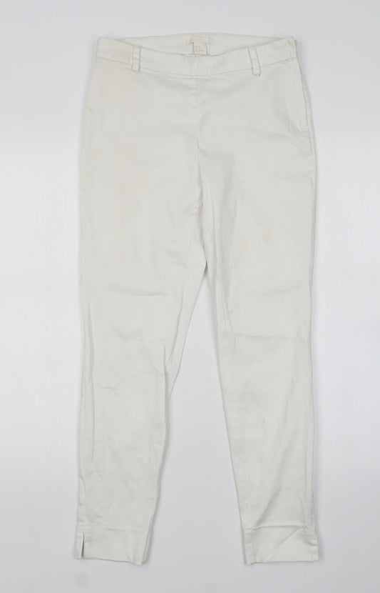 H&M Womens White  Cotton Skinny Jeans Size 8 L26 in Regular