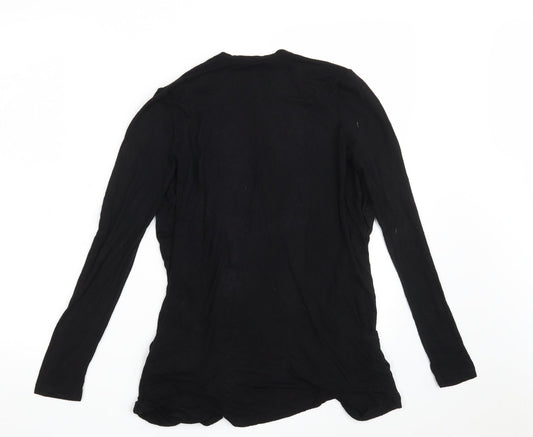 New Look Womens Black V-Neck  Viscose Wrap Jumper Size 8