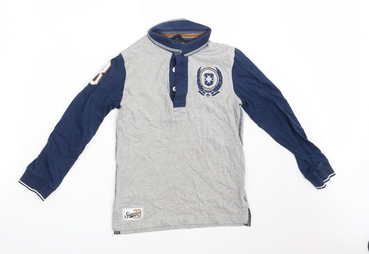 Matalan Boys Grey  Cotton Pullover Polo Size 8-9 Years Collared Button
