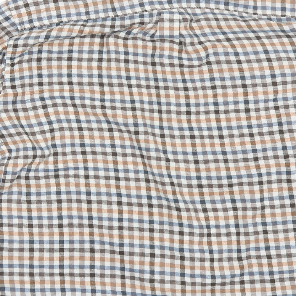Bonari Mens Brown Plaid Cotton Blend  Button-Up Size M Collared