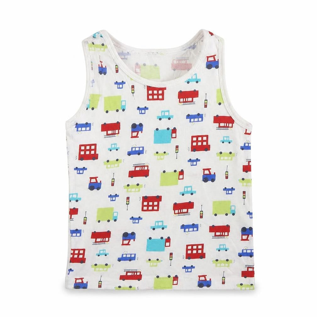 George Boys White  Cotton Basic Tank Size 7-8 Years Round Neck