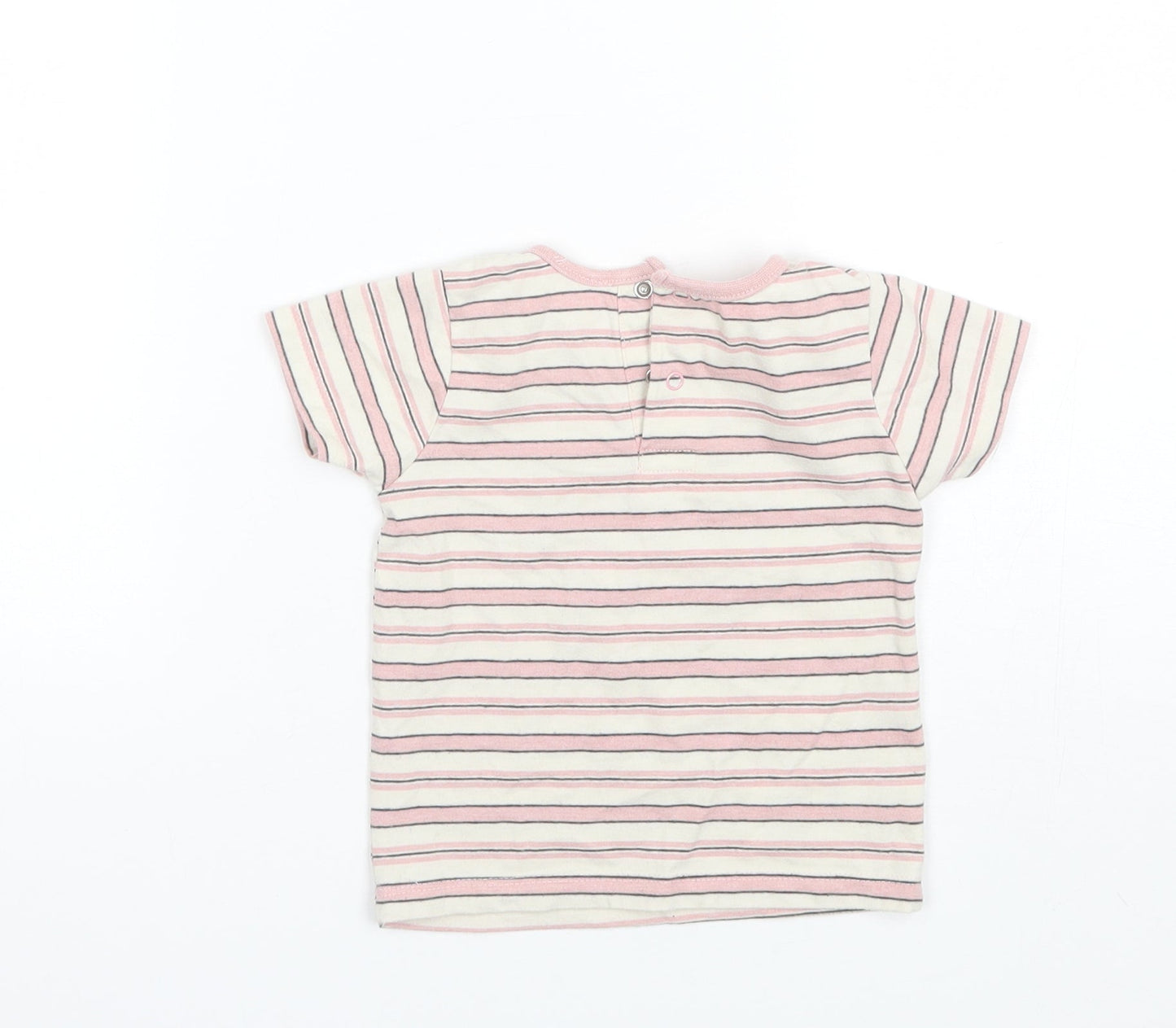 Disney Baby Pink Striped Polyester Basic T-Shirt Size 12-18 Months Round Neck  - Minnie mouse