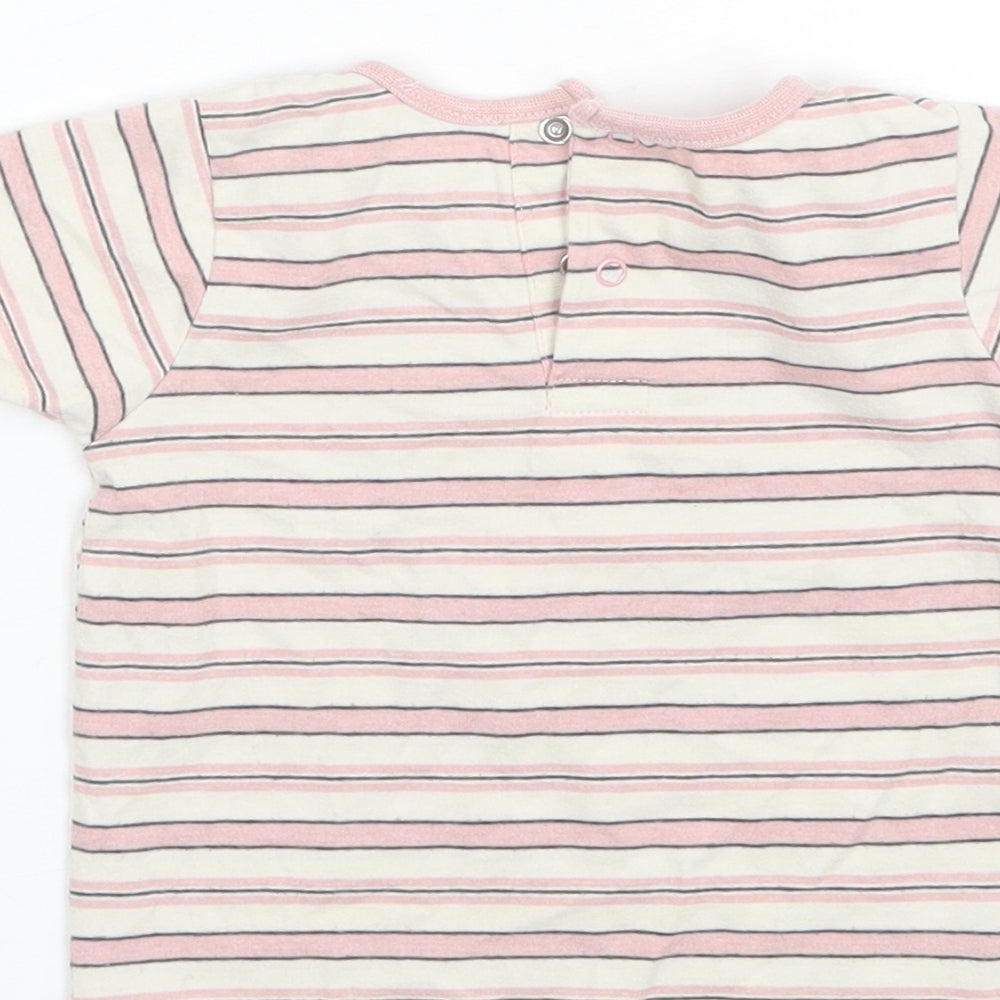 Disney Baby Pink Striped Polyester Basic T-Shirt Size 12-18 Months Round Neck  - Minnie mouse