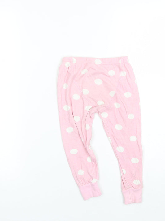 Preworn Girls Pink Polka Dot Cotton  Pyjama Pants Size 2-3 Years