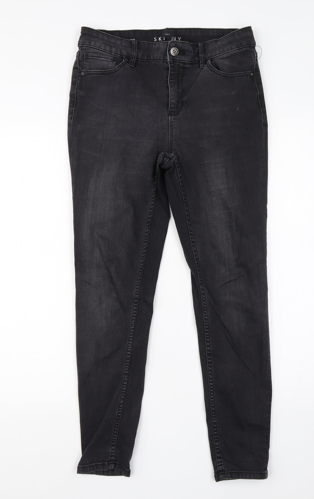 Preworn Womens Black  Cotton Skinny Jeans Size 6 L26 in Regular
