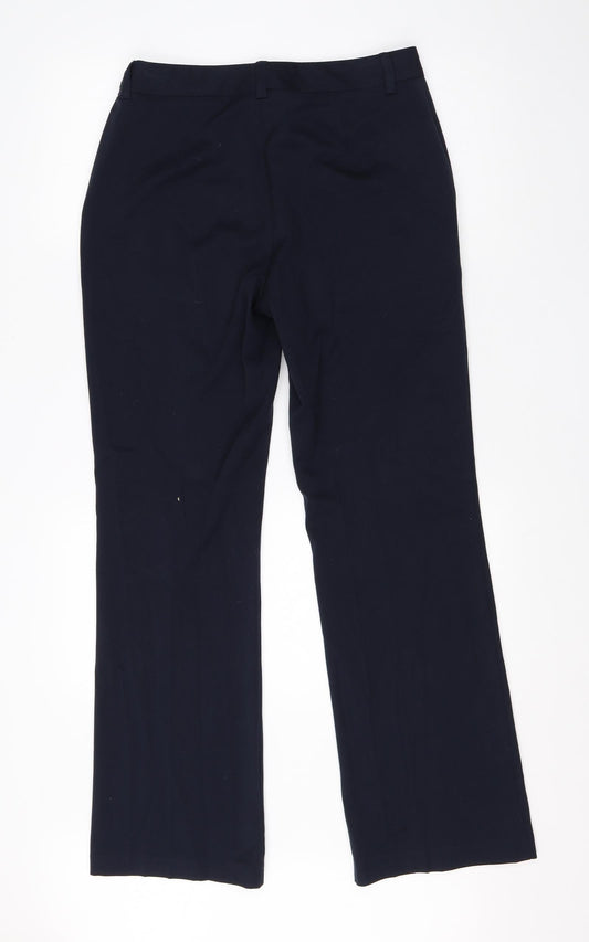 M&S Womens Blue  Viscose Dress Pants Trousers Size 10 L28 in Regular