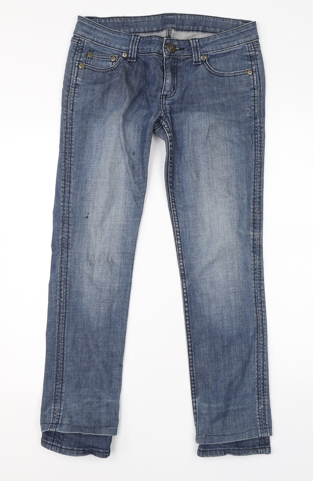 Preworn Womens Blue  Cotton Straight Jeans Size 38 in L26 in Regular