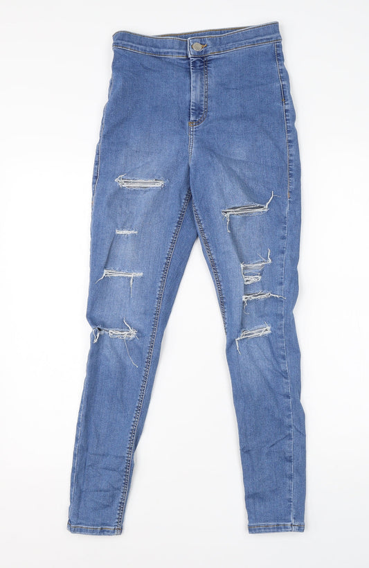 Topshop Womens Blue  Cotton Skinny Jeans Size 28 in L26 in Regular