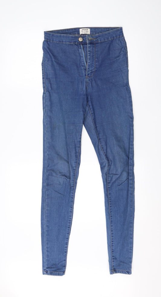 Miss Selfridge Womens Blue  Cotton Skinny Jeans Size 8 L28 in Regular
