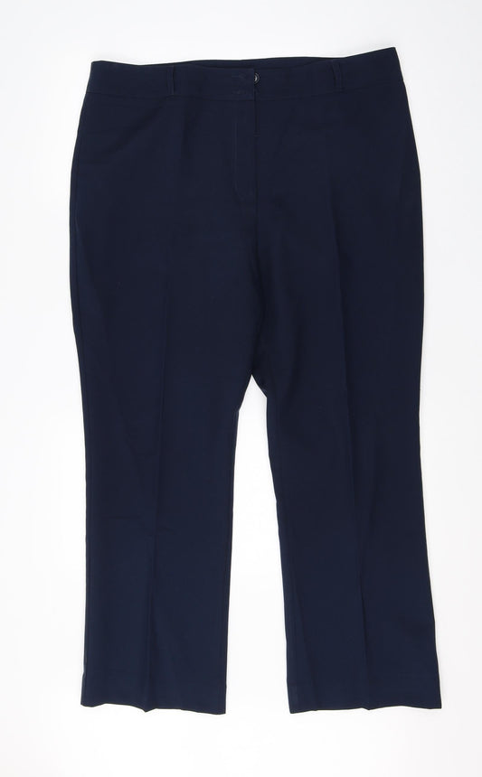 Papaya Womens Blue  Viscose Dress Pants Trousers Size 16 L28 in Regular