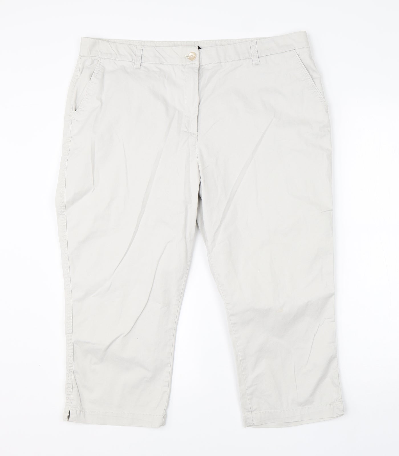 BM Womens Ivory  Cotton Dress Pants Trousers Size 18 L20 in Regular