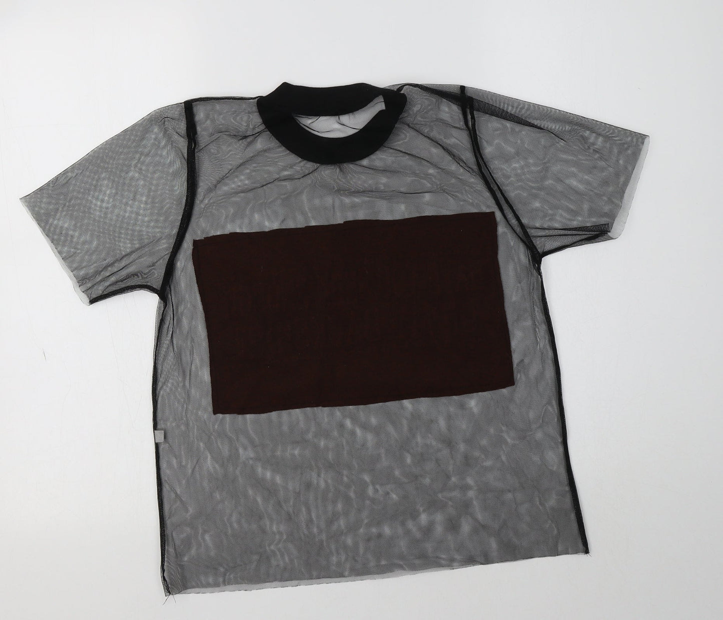 Preworn Womens Black  Polyester Basic T-Shirt Size S Crew Neck