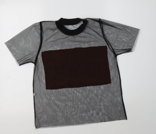 Preworn Womens Black  Polyester Basic T-Shirt Size S Crew Neck