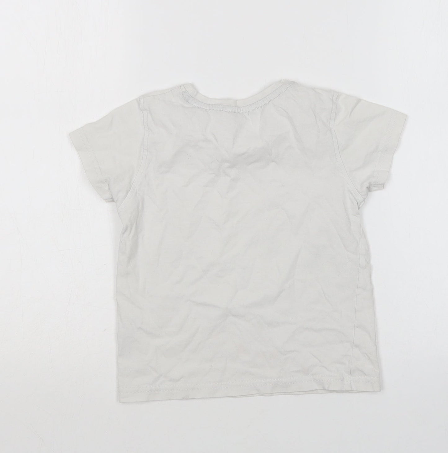 George Boys White  Cotton Basic T-Shirt Size 4-5 Years Round Neck  - Dinosaur