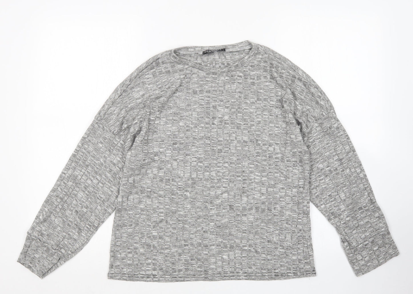 Nasty Gal Womens Grey Round Neck  Polyester Pullover Jumper Size L