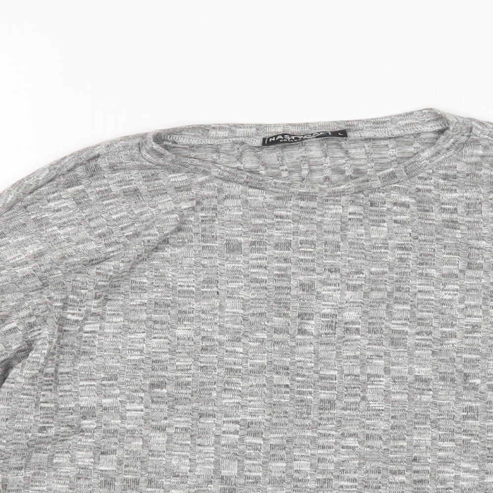 Nasty Gal Womens Grey Round Neck  Polyester Pullover Jumper Size L