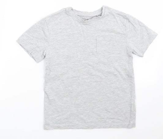 NEXT Boys Grey  Cotton Basic T-Shirt Size 7 Years Round Neck  - Light Grey mix