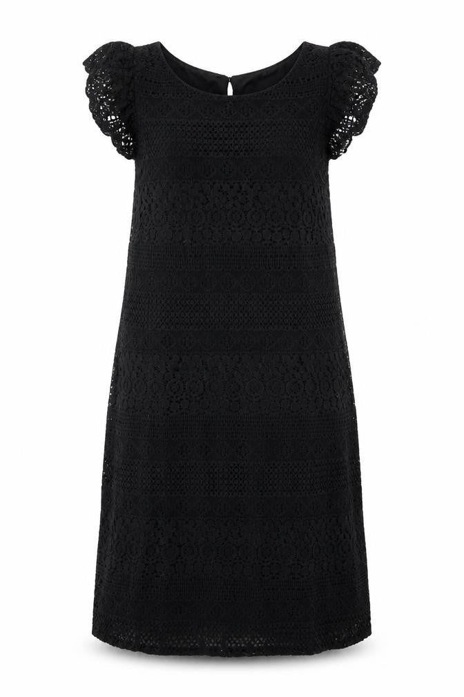 Atmosphere Womens Black Floral Cotton A-Line  Size 6  Round Neck  - Lace Overlay Dress