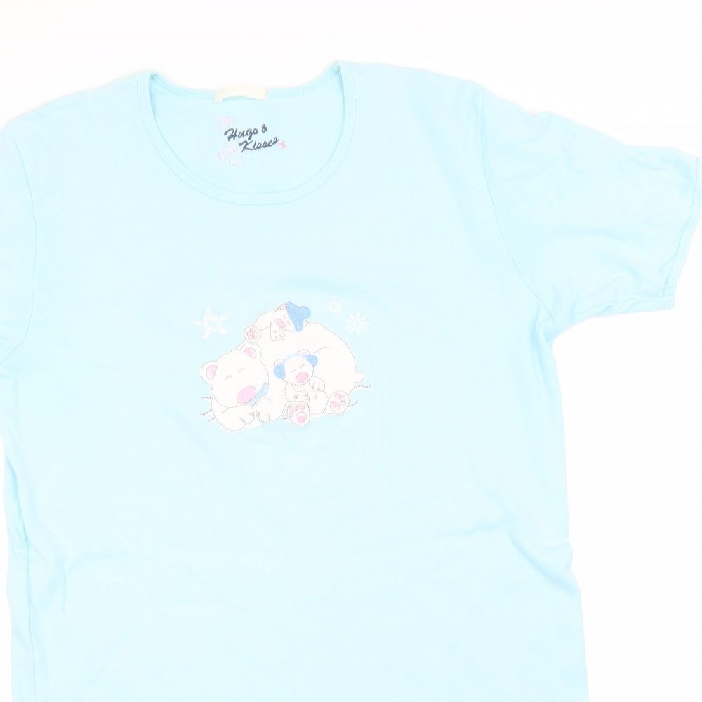 Preworn Womens Blue Solid Cotton Top Pyjama Top Size 8