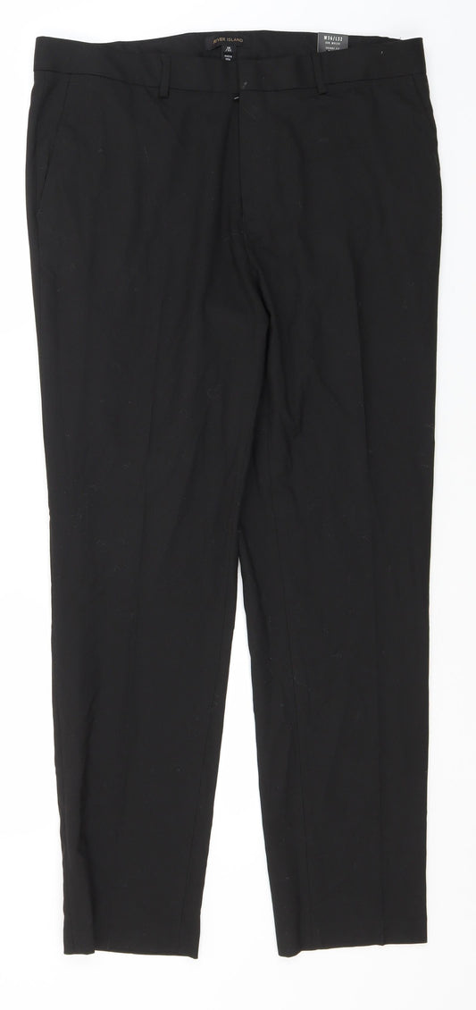 River Island Womens Black  Polyester Trousers  Size 36 in L30 in Regular