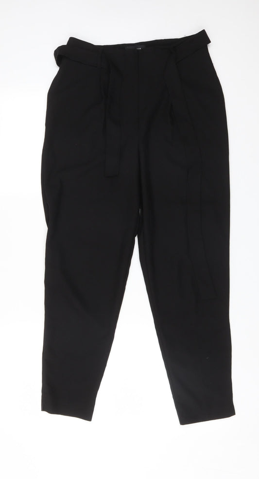 New Look Womens Black  Polyester Carrot Trousers Size 8 L26 in Regular