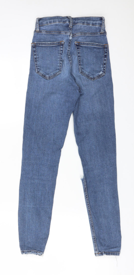 Topshop Womens Blue  Cotton Skinny Jeans Size 25 L30 in Regular