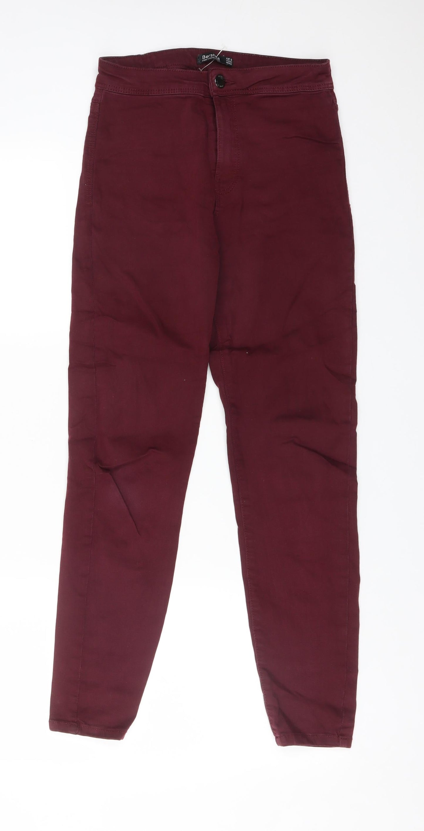 Bershka Womens Red  Cotton Skinny Jeans Size 8 L25 in Regular