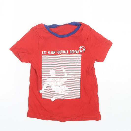 George Boys Red  Cotton Basic T-Shirt Size 5-6 Years Round Neck  - Football