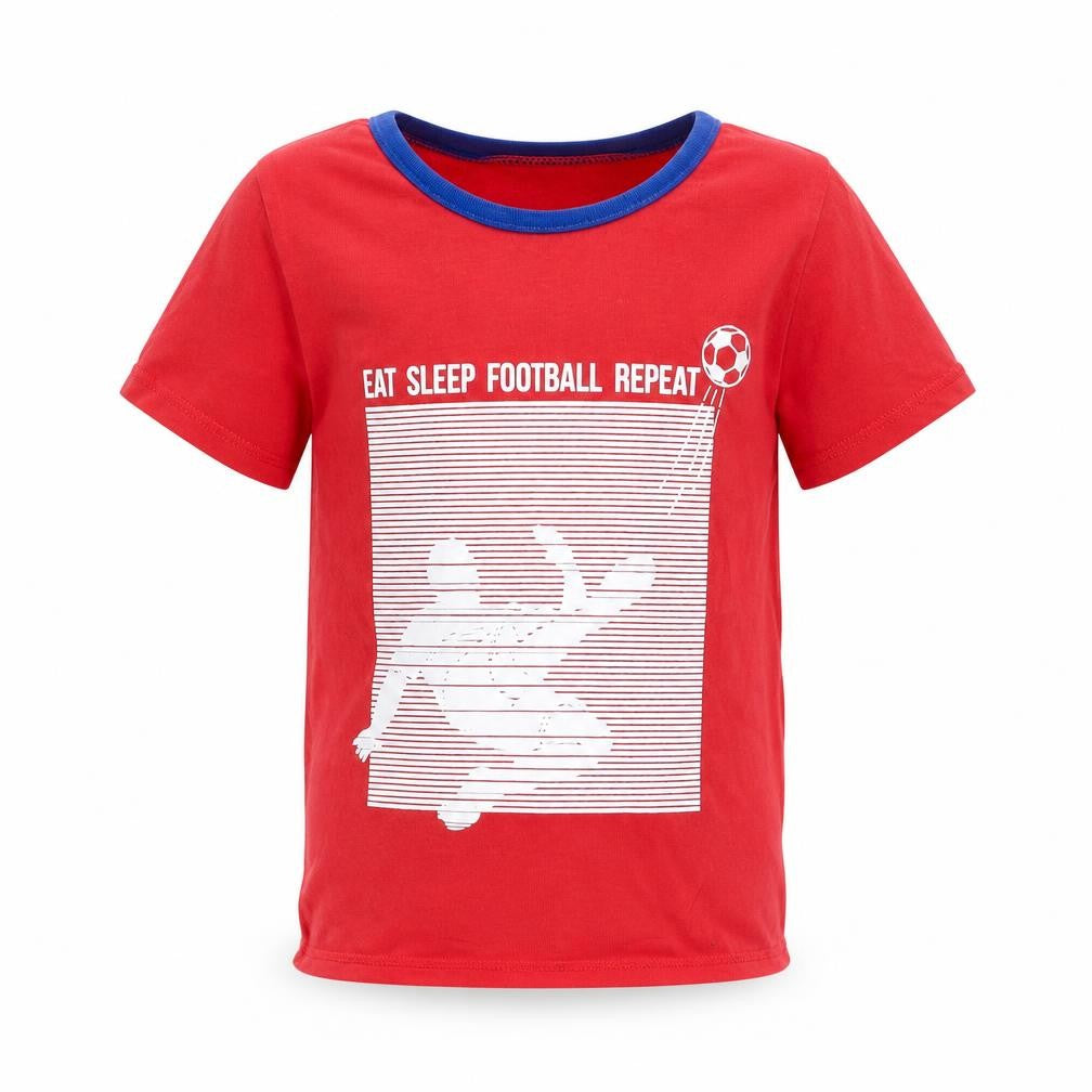 George Boys Red  Cotton Basic T-Shirt Size 5-6 Years Round Neck  - Football