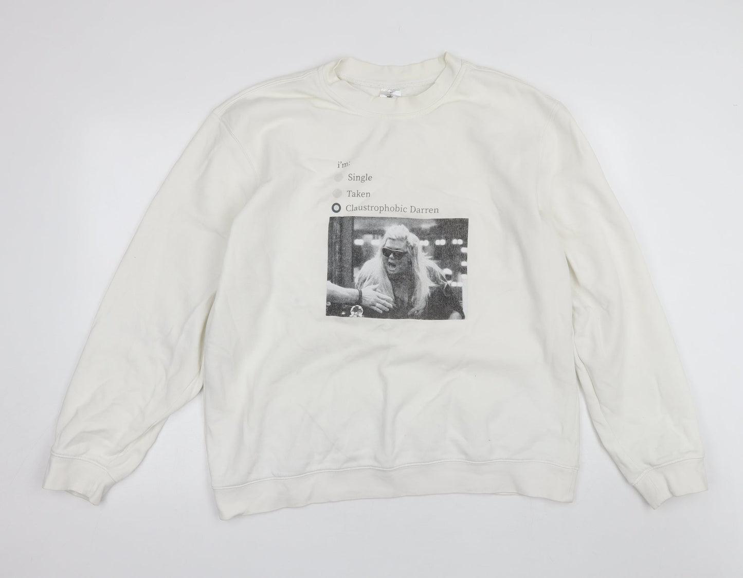 B&C Womens White Round Neck  Cotton Pullover Jumper Size XL