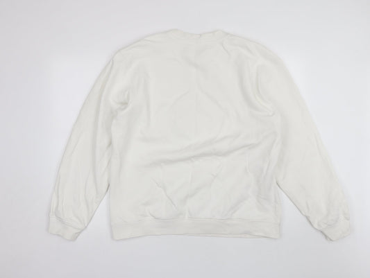 B&C Womens White Round Neck  Cotton Pullover Jumper Size XL