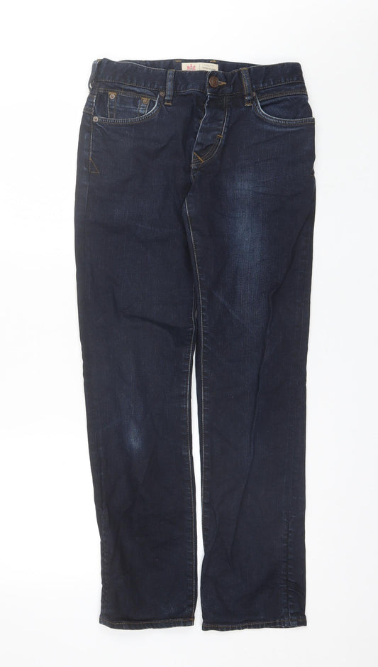 River Island Mens Blue  Cotton Straight Jeans Size 28 in L30 in Regular
