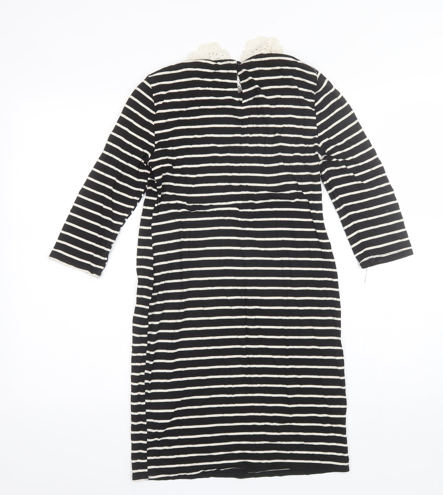 New Look Womens Black Striped Viscose Shift  Size 8  Collared