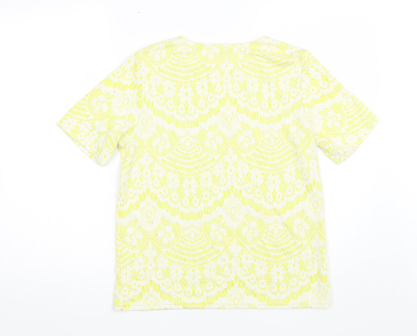 Papaya Womens Yellow  Polyester Basic T-Shirt Size 8 Round Neck