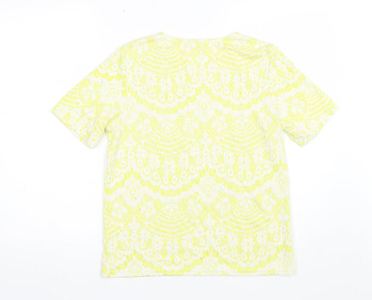 Papaya Womens Yellow  Polyester Basic T-Shirt Size 8 Round Neck