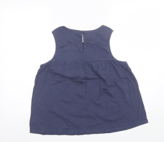Clockhouse Womens Blue  Cotton Basic Blouse Size L Round Neck