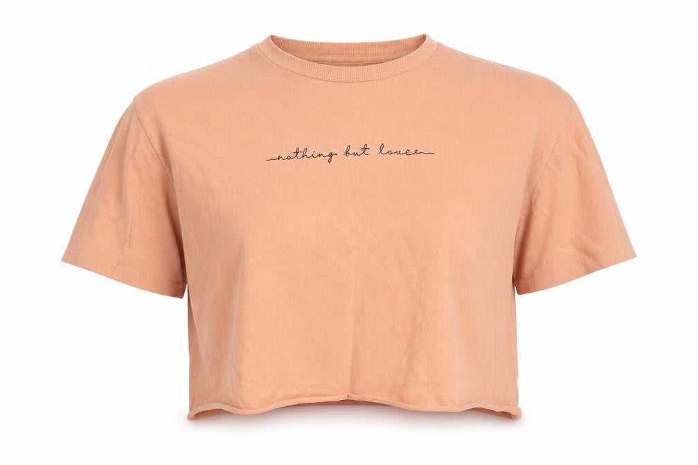 Topshop Womens Orange  Cotton Basic T-Shirt Size 10 Round Neck - Cropped