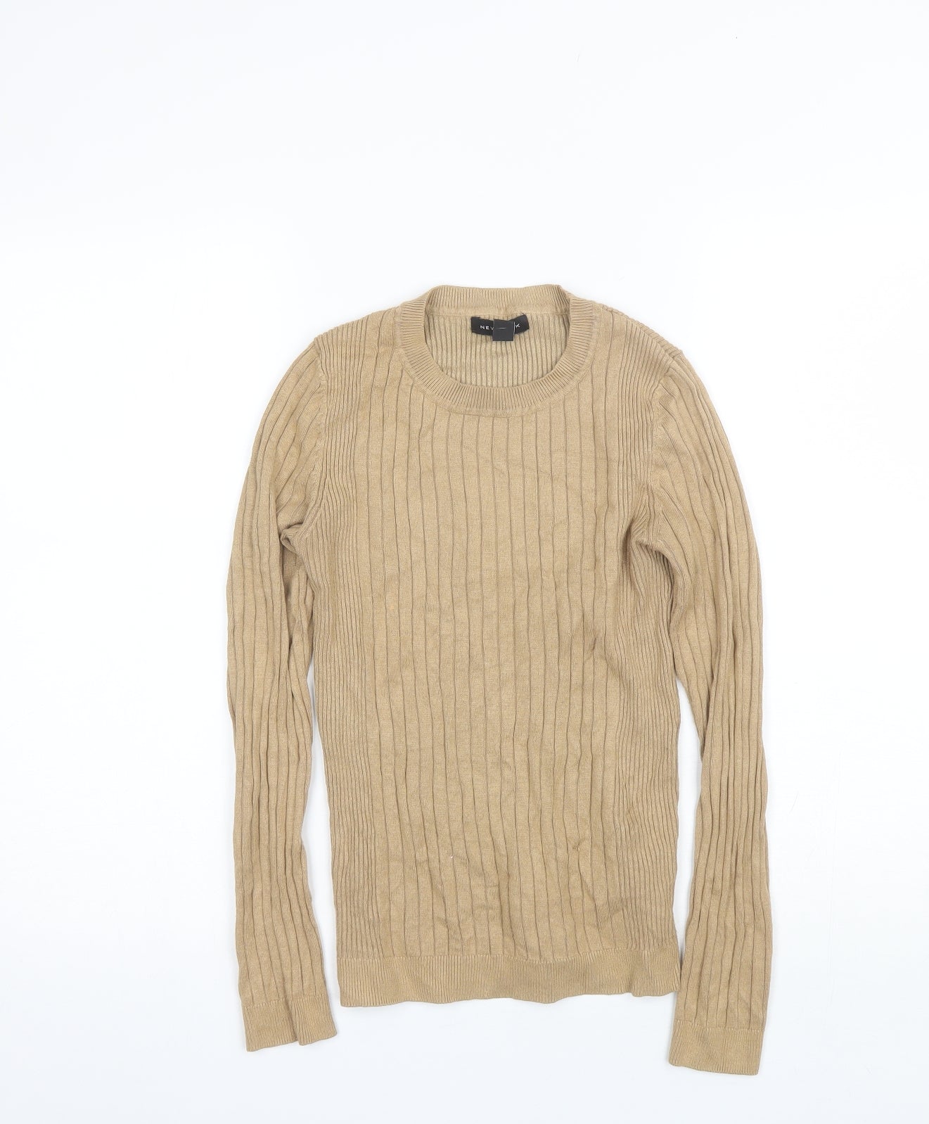 New Look Womens Beige Round Neck  Viscose Pullover Jumper Size 10