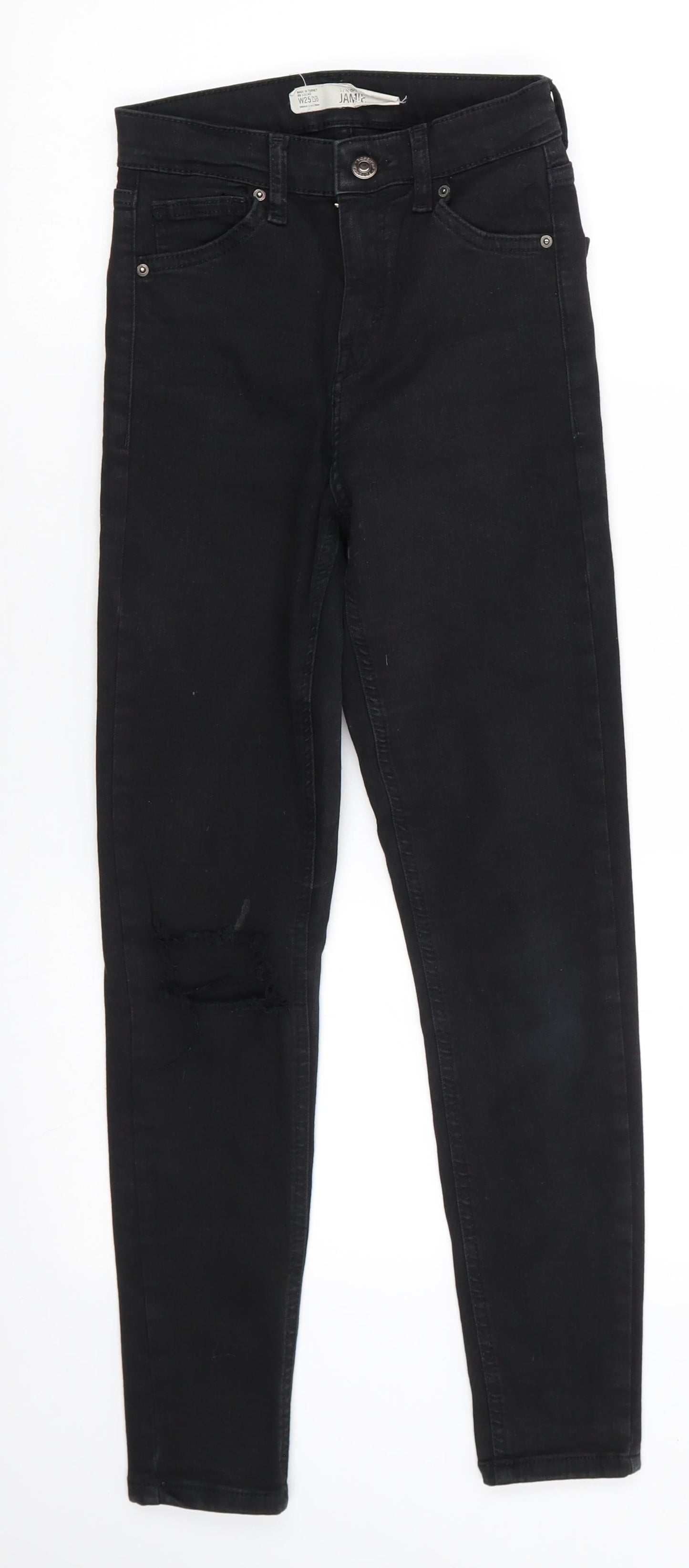 Topshop Jamie Mens Black  Cotton Skinny Jeans Size 25 in L26 in Regular