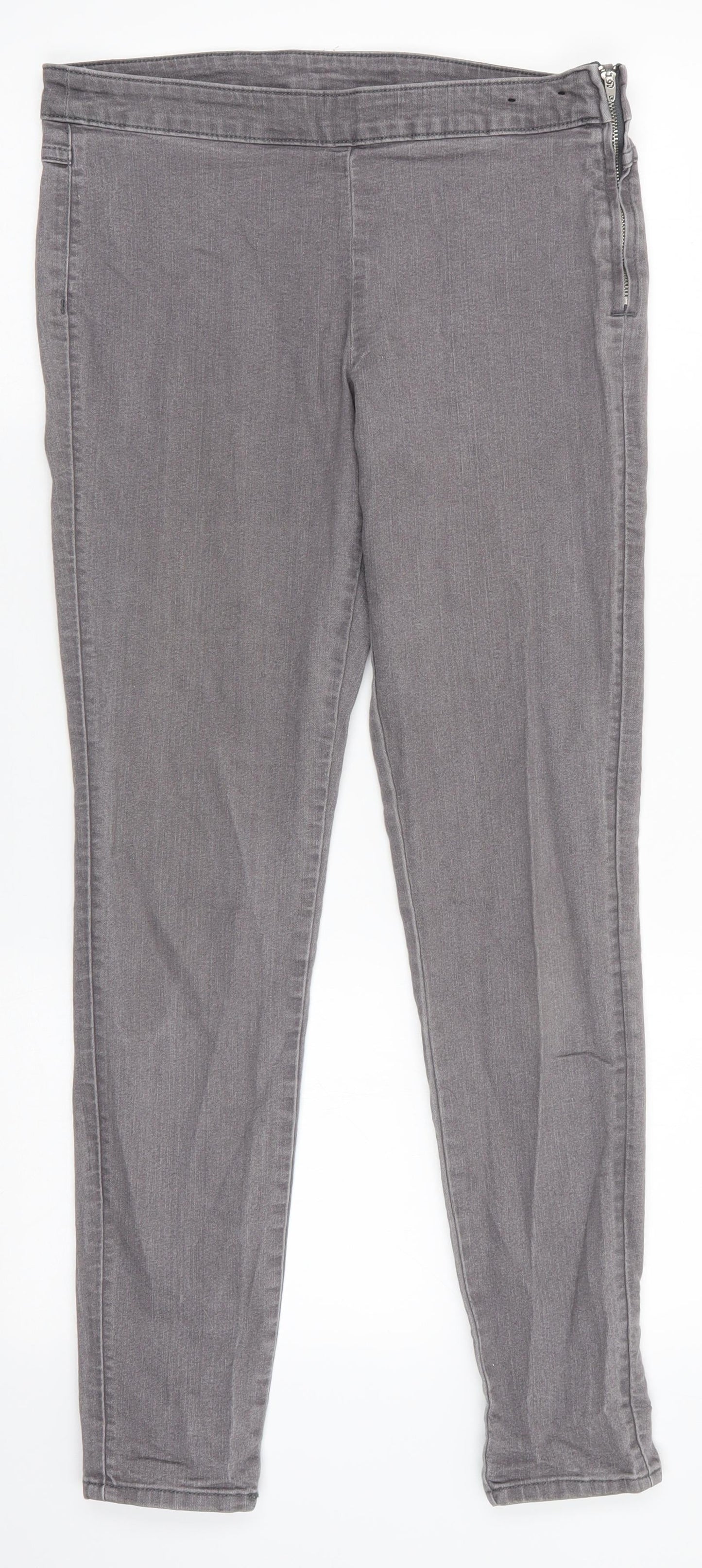 Divided Womens Grey  Cotton Skinny Jeans Size 12 L28 in Regular  - Mid grey Side Zip